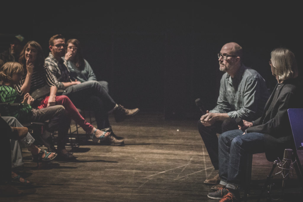 A post-performance discussion about Shawnee, Ohio at the Wexner Center for the Arts. Columbus, Ohio, 2016. Photo: Kevin Davison.