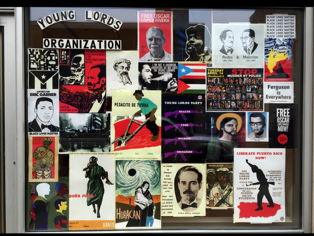 Recreation of the original storefront window of the Young Lords Party in East Harlem, 2015 Hunter East Harlem Gallery. Courtesy the artist. 