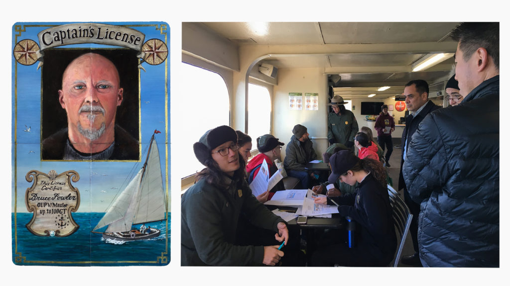 Completed Future ID by Bruce Fowler. Park Ranger Takeo Kishi discusses his work with urban youth and system-involved adults on the ferry to Alcatraz. 