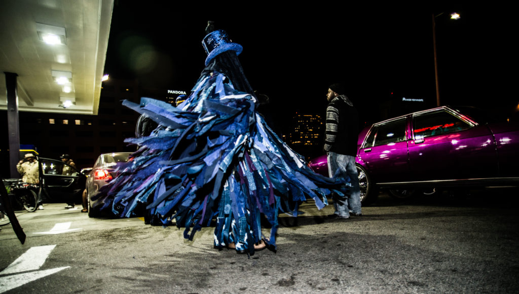 House/Full of Blackwomen Episode: "Now You See Me (Fly)," a ritual procession on the streets of Downtown Oakland against sex trafficking, December 2016. Photo by Robbie Sweeny.
