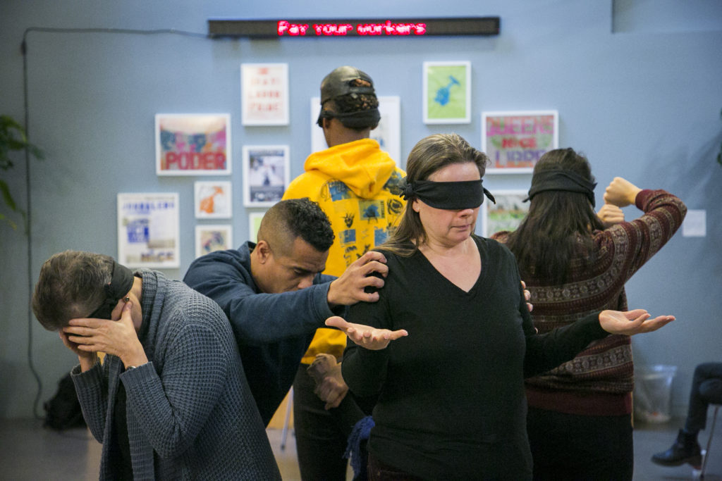 Testimony #1: Interactions with Police, workshop and performance, 1 hour at The Nathan Cummings Foundation for No Longer Empty: Hold These Truths, 12 December 2017. Photo by Whitney Browne.